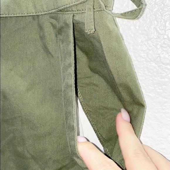 New York & Company Olive Green Tie Side Shorts - Picture 3 of 10